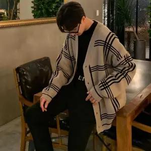 [프로셀러] 남성 2컬러 캐주얼 넉넉핏 가을 체크패턴 단추 가디건