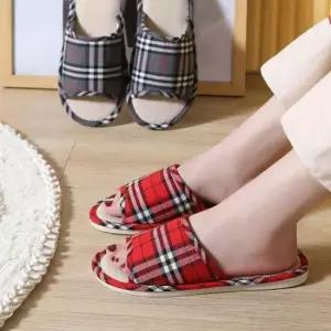 인기상품 커플 거실화 남여 체크 린넨 실내슬리퍼 실내화 슬리퍼 [WFK27ZS_260105]