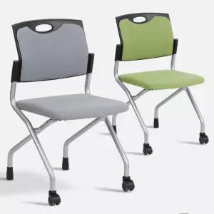 팔걸이없는 반고정 바퀴 접이식 적층 의자 학원 대기 접히는 강의실 대기실