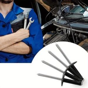 50피스 블랙 페인트 알루미늄 Trifold 블라인드 리벳 대형 플랜지 전구 자동차 내부 장식 직경 3/16