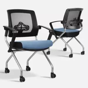허리지지대 메쉬 쿠션 접이식 틸팅 바퀴 의자 대기 접는 로비 접히는 회의