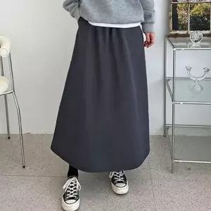 겨울 플레어 롱스커트 코듀로이 골덴 양털안감 편한 롱치마 A라인 체형커버 캐주얼룩