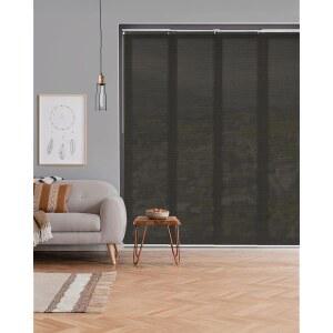 GoDear 디자인 조정 가능한 슬라이딩 패널 트랙 수직 블라인드 윈도우 45.8-86인치 W x 96인치 H, 도어용 확장 파티오 도어 블라인드, 트리밍 패브릭 커틴사, 준프라이버시, 티타임