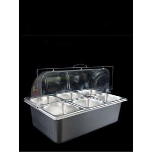 미니 반찬 냉장고 소형 저온 10cm2칸 6 5cm덮개 물대야 셀프바 밧드 토핑 쇼케이스 스틸판