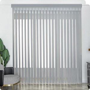 그레이윈드 수동 시어 버티컬 블라인드 커스텀 사이즈 조절 라이트 패브릭 프리 완드 컨트롤 프라이버시 필터링 트랙 슬랫 세트 파티오 슬라이딩 유리문 대형 창문(라이트 그레이)