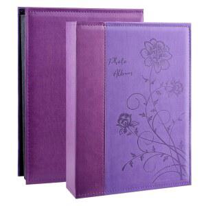 아트매그 사진 앨범 4x6 300장 사진, 초대형 용량 가죽 커버 웨딩 가족 앨범에 가로 포함 (보라색)