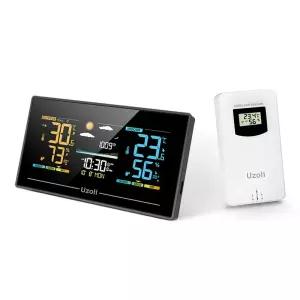 Uzoli EM3405 기상 관측소 실내 무선 온도계 습도계 원격 센서가 있는 온도 습도 모니터 가정용 디지털