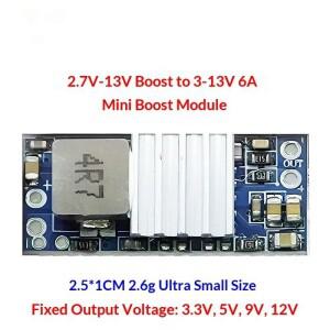 1개 6A 미니 소형 호환 DC-DC 부스트 모듈 전원 고정 출력 스텝업 컨버터 3.3V 5V 9V 12V 드론 RC 모델용 B