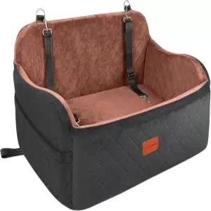 대형견을 위한 릴훔 반려견 카시트 소프트 패브릭 카 침대 충전 메모리 폼 클립형 안전 끈 2개 포켓 탈부착