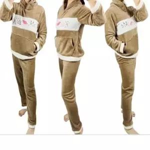 여자 겨울 운동복 후드 트레이닝복 세트 융털 팬츠