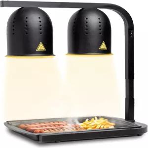 SYBO DL2112 상용 등급 식품 열 램프 휴대용 전기 워머 2-벌브 500W 스탠드형 블랙