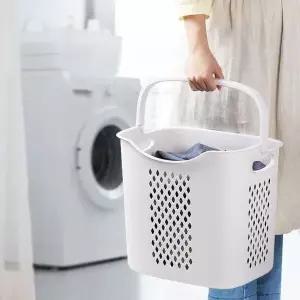 1단빨래바구니 이동식빨래통 심플한 수건바스켓 1단 다용도 변색방지 (WFKBJ18)