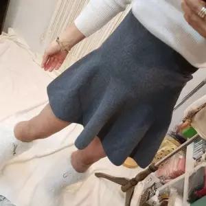 가을 겨울 그레이 니트 플레어 미니 스커트 (WFKAZZ4)