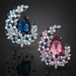 [하프클럽/]패션브로치 지르코니아 쿠빅 옷핀 코발트 화려한