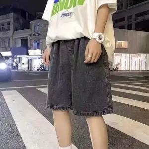 [하프클럽/]남자 청반바지 데님 버뮤다팬츠 여름 밴딩 흑청바지