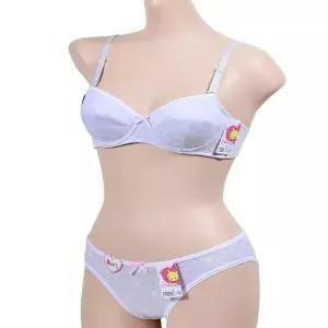 [하프클럽/]입체 설계 주니어 B컵 브라팬티 고양이 패턴 3단계 디자인