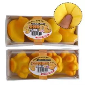 오리 고양이 발바닥 말랑이 치즈빵 스퀴시 (디자인랜덤)