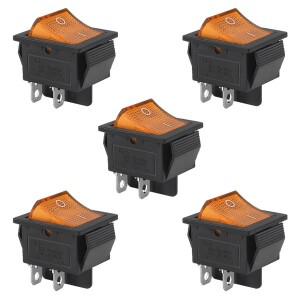 5pcs 로커 스위치 AC 10A/125V DPST 4 핀 2 ON/Off 빨간색 LED 조명 보트 KCD4 토글
