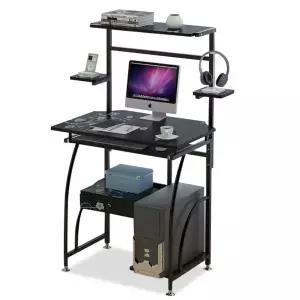 데스크탑 1인용 책상 강화유리 원룸 이동식 컴퓨터 싱글 블랙월넛 60cm