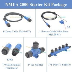 NMEA 2000 N2K 스타터 키트 마린 등급 백본 드롭 케이블 5방향 T-스플리터 티 단자 전원 (로렌스 심그라드