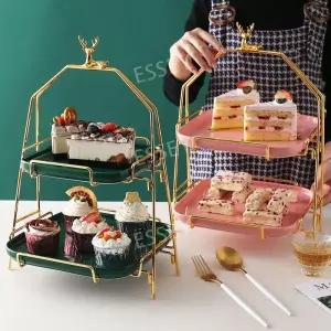 2단 스탠드 베이커리 접시 진열대 케이크 트레이 빵 카페