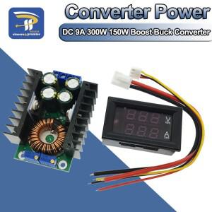DC 9A 300W 150W 부스트 컨버터 스텝 다운 벅 전원 모듈 0-100V 10A 디지털 전압계 전류계 듀얼 디스플레이