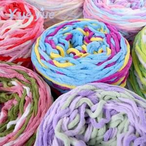 100% 폴리에스터 두꺼운 셔닐 아이스 원사 손 뜨게 담요 슬리퍼 모자 스카프 등 5mm 190g