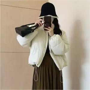 스트링 3컬러 숏패딩 밑단 겨울 여자 충전재 점퍼 웰론