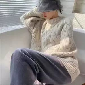 여자 스웨터 겨울 두꺼운 3컬러 오버핏 꽈배기니트 포근