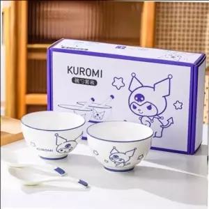 그릇 GD83WU66 산리오 디테일 구성 쿠로미 도자기 수저 선물세