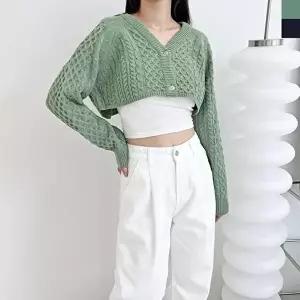 CAT 1064 여자꽈배기 볼레로 크롭가디건 미니 미니 여름 여성의류 니트 가디 (KYR-WFHBYU7)