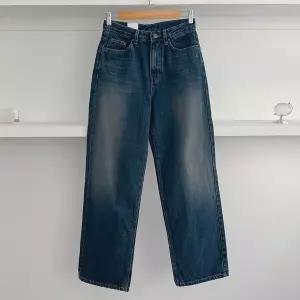 여성 보온 넓은 워싱 FW 데님팬츠 그런지 팬츠