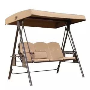 3인 스윙체어 야외 와인 발코니 안뜰 행잉 벤치 듀얼룩 캐노피 캠핑장
