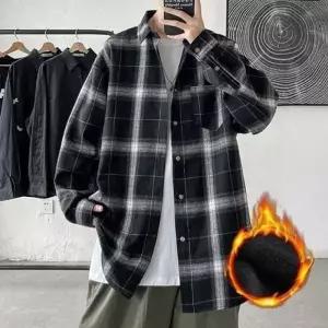 남성 캐주얼 데일리 루즈핏 체크 남방 셔츠 겨울아우터 패션 가을겨울자켓 기모 패션 셔츠 남방자켓