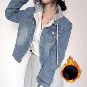 데님자켓 여성자켓 겨울외출복 후드탑 털안감겨울외투 털안감 후드탑 여성자켓 베이직 출복 투 겨울외 털안