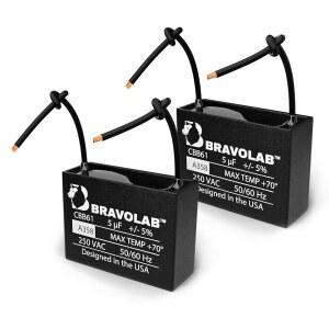 [미국배송] 브라보 랩 CBB61 천장 팬 커패시터 5 F 250VAC 50/60HZ 동일한 커패시턴스를 가진 모든 브랜드와 호환되는 2개의 와이어 단자 연결(2팩)