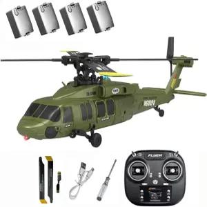 LynxPro K200 UH-60 시뮬레이션 블랙호크 6채널 RC 헬리콥터 원키 뒤집기 비행 2.4G 6축 자이로스코프 곡예