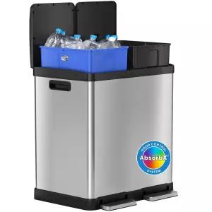 터치리스 소프트스텝 60리터 16갤런 주방 스텝 쓰레기통 및 재활용 이중 냄새 필터 색상 코드 버클