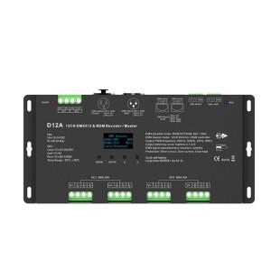 12CHx5A 12-24VDC CV OLED DMX512 디코더 D12A 4 PWM 주파수 RDM DMX 마스터 DIM/CCT/RGB 디코딩 모드 선택