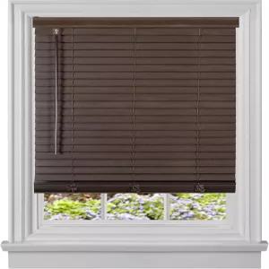 무선 룸 다크닝 플랜테이션 블라인드 가로 36인치 세로 52인치 2인치 비닐 슬랫 사이즈 마호가니 마데라