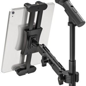 [미국배송] 아이패드호환 마이크 스탠드 마운트 음악 스탠드용 360 회전 태블릿 홀더 5.9인치 메탈 암 0.61.5인치 직경의 막대용 슈퍼 C 클램프 모든 4.713.5인치 및 스마트폰과 호환 가능