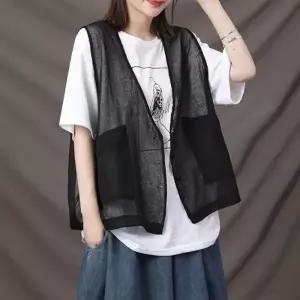 은창]망사 시스루 포켓 썸머 조끼 여름 베스트 봄 여름 아우터 잠바 점퍼 여성 외투 루즈핏 썸머 캐쥬얼