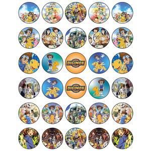 식용 컵케이크 토퍼 30개 - 않은 케이크 장식 웨이퍼 받은 자르지 시트에 영감을 디지털 몬스터에서 컬렉션