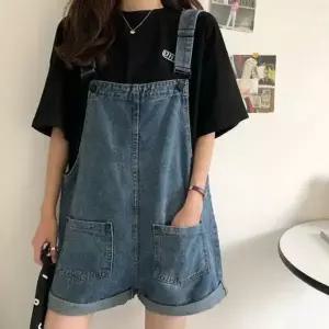 [하프클럽/]밑단 롤업 귀여운 여성 스타일 데님 멜방 반바지