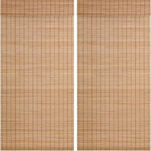 실내 가정용 창문 파티오 마운팅 하드웨어 Valance 34인치 W x 64인치 H 광 필터링 대나무 블라인드 2개