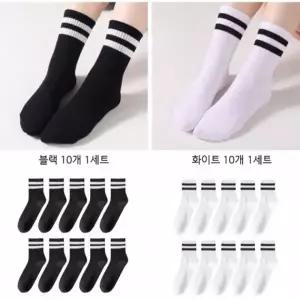 블랙화이트 남여공용 40수 스포츠 여름양말 면 쿨소재 10켤레 1세트