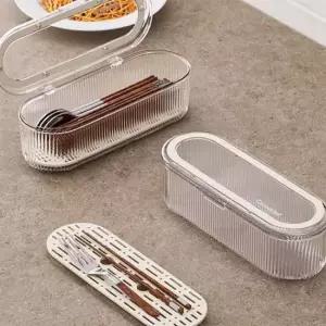 심플 물빠짐 식기 보관함 예쁜 수저통 투명 숟가락통 물빠짐수저통 수저정리함 휴대용수저통