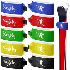 스카이티 10개 스키 스트랩 패스너 테이프 조절 가능한 랩 타이로 겨울 크리스마스에 휴대할 수 있습니다