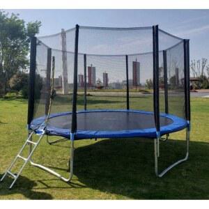 트램펄린 파랑 다이어트 캠핑장 대형 12피트 미끄럽틀형 가드 야외 가족용 설치 트렘폴리