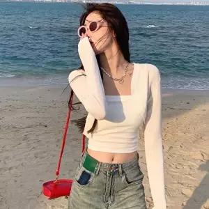 여성 2컬러 여리핏 크롭가디건 여름 볼레로 가디건 (KYR-WF76CFF)